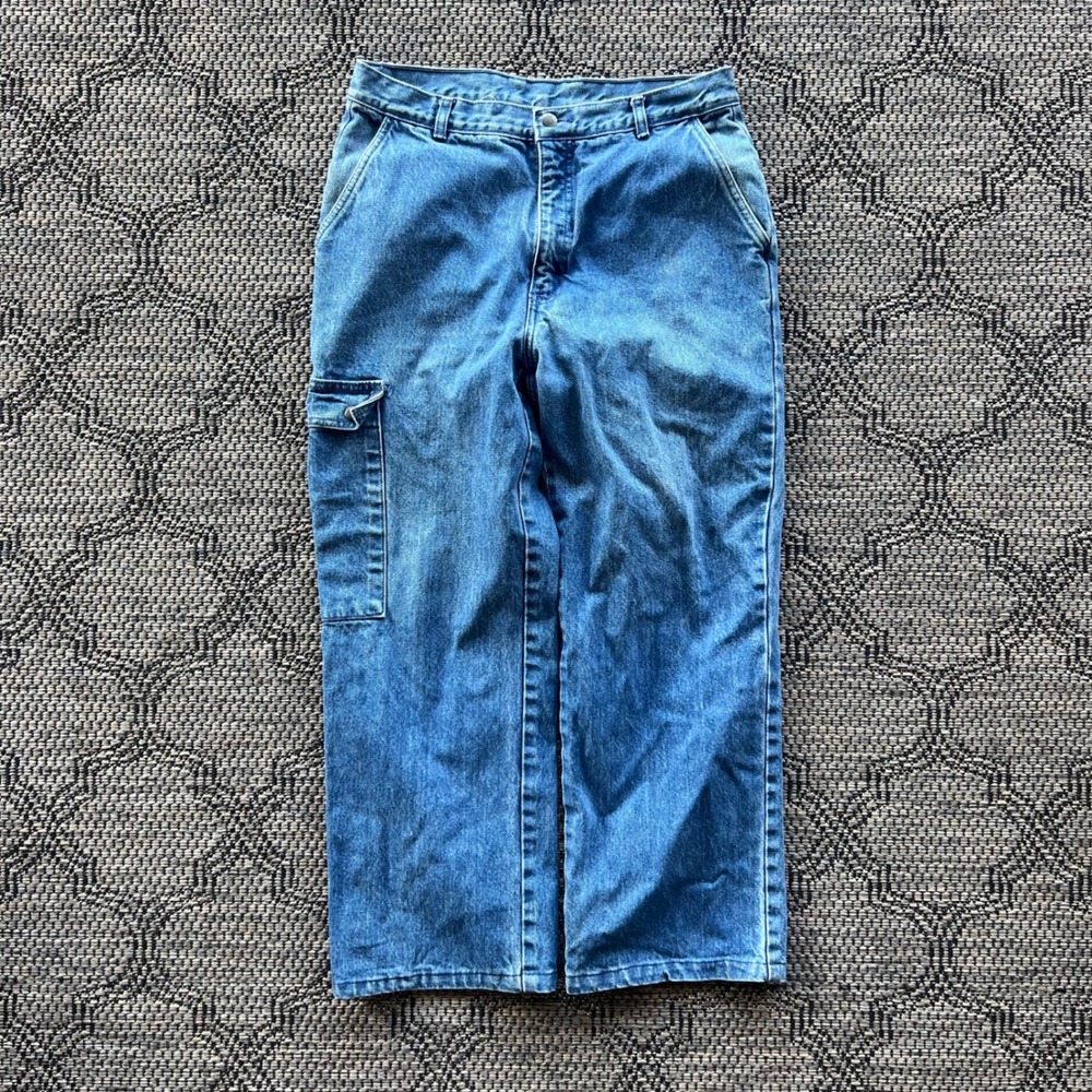 Vintage Sears Jeans Mens 30x25 Blue‎ Straight Leg Cargo Utility Workwear Pants